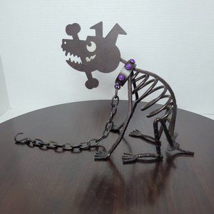 PartyLite Metal Halloween Bone Skellington Dog Home Décor Candle Holder